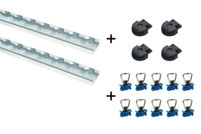 LOADCARE Starterset! 2x 2m Airlineschienen eckig Slimversion light+ Fittinge+ Endkappen