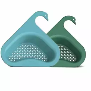 Paquete de 2 estantes coladores colador cesta filtro drenaje en forma de cisne AZUL + VERDE EE. UU. - Imagen 1 de 8
