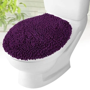 Toilet Lid Cover - Plum, Plush Microfiber Oval Toilet Seat Covers for Bathroo... - Picture 1 of 6
