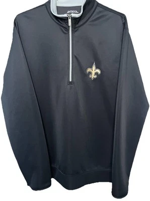 NFL New Orleans Saints Sudadera Negra 1/4 Cremallera Antigua Para Hombres Talla Grande Foto 1 de 4