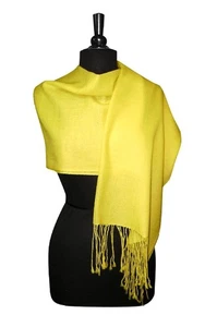 Biagio 100% Wool Pashmina Solid Scarf YELLOW Color Womens Shawl Wrap Scarves - Picture 1 of 4