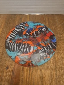 Art Glass Decor Circle Black Orange Blue White Colorful - Picture 1 of 11