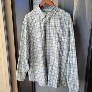 Orvis Shirt Mens Large XL White Green Plaid Button-Down Light Weight Fishing - Bild 1 von 14