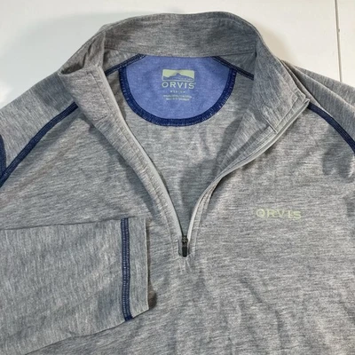 Orvis 鳟鱼专辑 Drirelease 套衫 M 1/4 拉链灰色性能弹力钓鱼 — 第 1/4 张图片