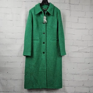 J.Crew Collection Green Wool Blend Long Coat Size 10 New Button Up NWT Boucle - Picture 1 of 24