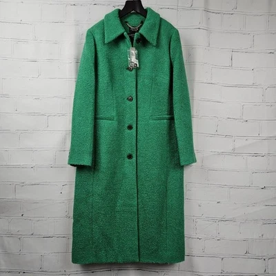 J.Crew Collection Green Wool Blend Long Coat Size 10 New Button Up NWT Boucle - Image 1 of 4