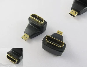 Micro HDMI Male To HDMI Female 90 Degrees Right Angle Gender Adapter Connector - Picture 1 of 1