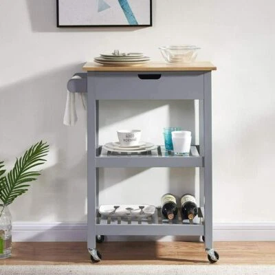 3-Tier Kitchen Rolling Slim Trolley Island Serving Cart Organiser With Drawer - Image 1 of 4