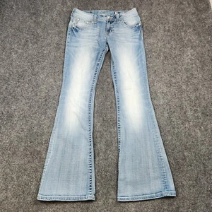 Miss Me Jeans Womens 28x30 Flare Light Blue Stretch Denim Pants Western - Picture 1 of 15