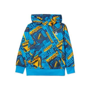 Reebok Boys Hoodie Vibrant Blue & Orange Collage Front Pocket XXL 18 Fleece - Picture 1 of 4
