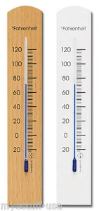 Termómetro de pared analógico escala Fahrenheit madera de haya dos acabados 7,9 pulgadas de alto - Imagen 1 de 7