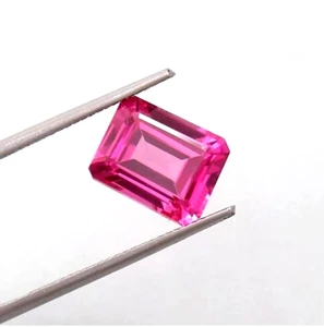 Natural Ceylon Pink Sapphire 9.95 Ct Emerald Cut Certified Loose Gemstone - Picture 1 of 5
