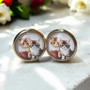 Pendientes Gatos Pendientes Oro Pendientes Gato Mujer Niña Niños Acero Inoxidable - Imagen 1 de 5