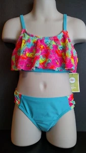 Blue Neon Crochet Ruffle Circo Two Piece Bikini Swim bathing suit UPF50+ XS 4/5 - Picture 1 of 3