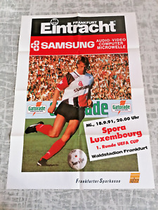 Spielplakat SGE Eintracht Frankfurt Spora Luxembourg 18.09.1991 UEFA-CUP