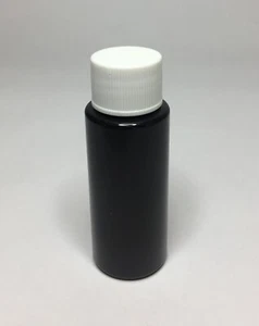 30ml PET Plastic Black Cylindrical Bottle + White Ribbed Screw On Cap ANY AMOUNT - Picture 1 of 1