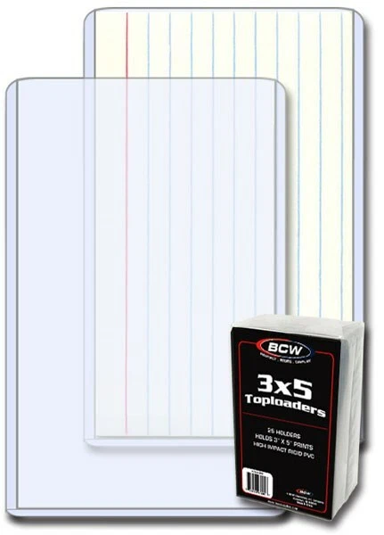 Pack of 25 BCW 3 x 5 Photo / Index Card Hard Plastic Topload Holders protectors