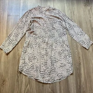 Abito Camicia Rebecca Taylor 100% Seta Stampa Leopardata Taglia 12 Nuovo Senza Etichetta - Foto 1 di 10