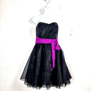 LIPSY LONDON Womens Dress Size 14 Black Magenta Sleeveless Off the Shoulder - Picture 1 of 11