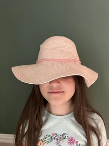 Sz 6-8 Pink Glitter Child Girls Pink Straw Beach Summer Spring Hat with Bow H&M - Picture 1 of 7