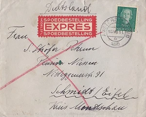 Brief Niederlande 1950 Spoedbestelling Eilsendung Amsterdam Bahnpost Stempel - Picture 1 of 2