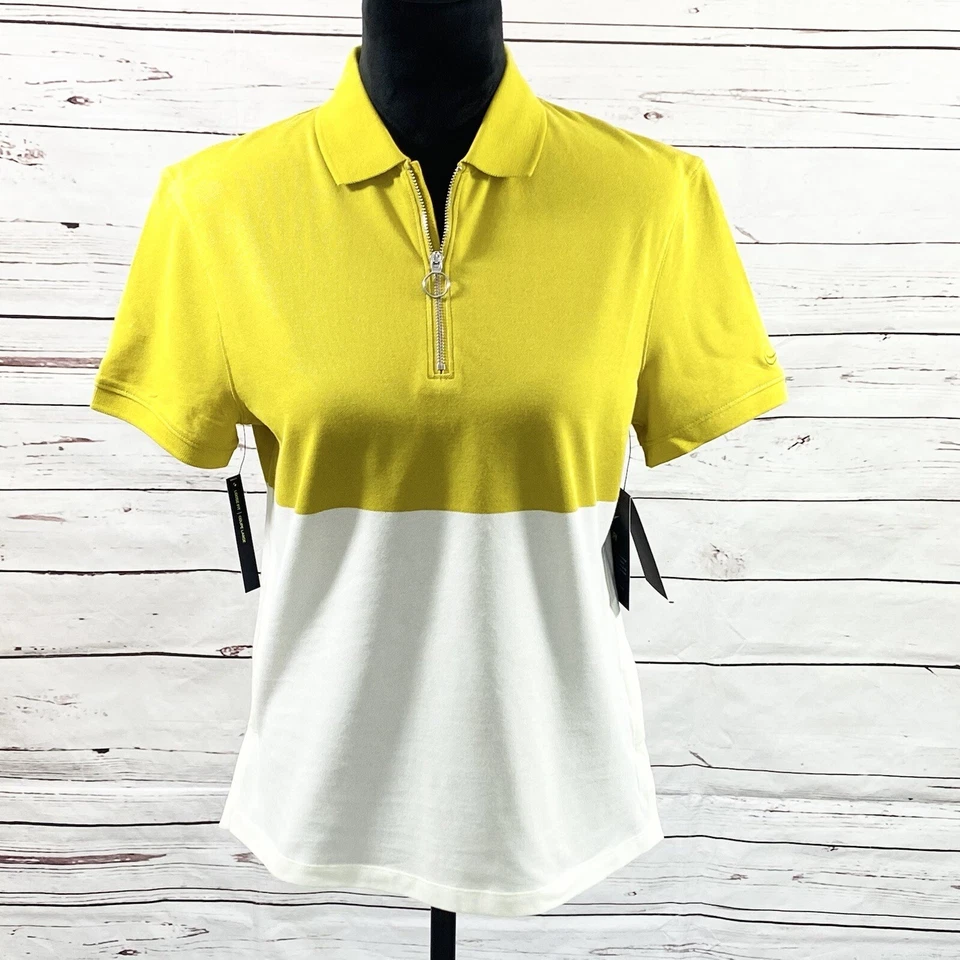 Nike Dri-Fit Amarillo Mujer Golf Polo Blanco Multi BV0186-393 Talla S Nuevo Foto 1 de 4