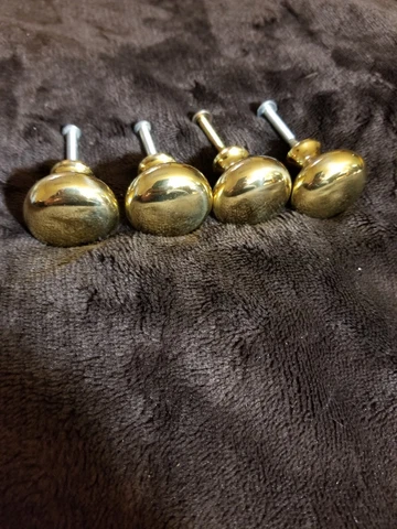Vintage Lot of 4 Drawer Pulls Knobs Solid Brass Handle Heavy Pull 1 1/4" inch Cover