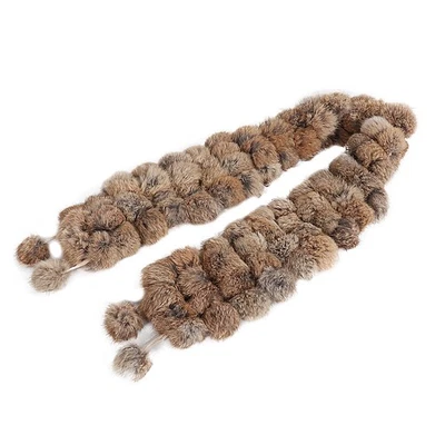 100% Real Rabbit Fur Pom Poms Scarf/ Cape/ Wrap Violet Shawl Neck Wraps - Image 1 of 4