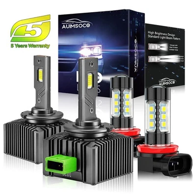 For Lincoln MKS 2009-2016 D3S Front HID Headlight Hi/Lo+H11 LED Fog Light Bulbs - Image 1 of 4