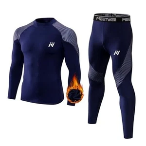 Thermal Underwear for Men, Fleece Lined Base Layer Set Cold Weather Ski Gear - Picture 1 of 7