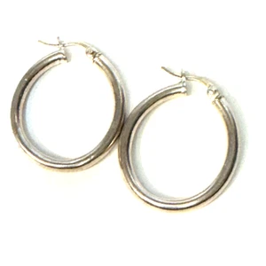 Orecchini Cerchi Ovali Argento Sterling BB 925 Huggies Semplici Eleganti 1" - Foto 1 di 12