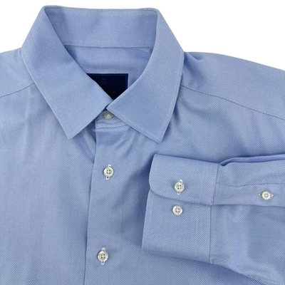 Camisa de vestir para hombre David Donahue azul 16,5 32/33 100 % algodón manga larga abotonada Foto 1 de 4