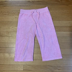 Juicy Couture Pam & Gela Terry Capri Velour Tracksuit Sweatpants Pink Girls 10 - Picture 1 of 5
