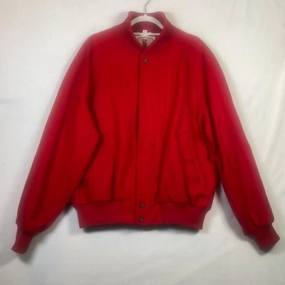 Vintage Baracuta Red Wool Blend Bomber Jacket Size L Raglan Sleeve Knit Trim - Image 1 of 4