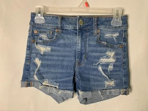 Pantalones cortos de mezclilla para mujer American Eagle súper elásticos talla 0 - 25" x 3" - Imagen 1 de 4