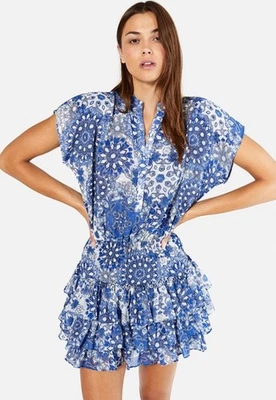 Mini Vestido Floral MISA Eloisa Falda con Volantes Cintura Talla Mediana Foto 1 de 4