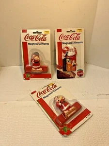 3 Vintage Christmas Coca-Cola Brand Magnets Coke Chip Clip Santa Walgreens - Picture 1 of 4