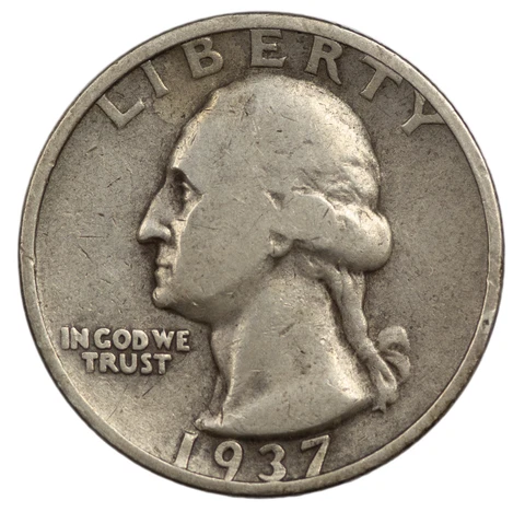 1937 -D Washington Quarter 25c - VG Very Good Condition Cover