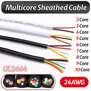 Multicore PVC Sheathed Cable 24AWG 2/3/4/5/6-10 Core Signal Flexible Copper Wire - Picture 1 of 21