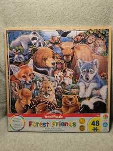 NEW Forest Friends 48 Piece Real Wood Jigsaw Puzzle Animal Facts - Picture 1 of 10