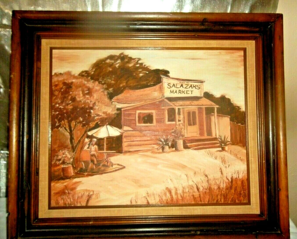 Винтажное пейзажное искусство, оригинальная картина маслом на холсте, подписанная в рамке 27 дюймов x 22 дюйма - Изображение 1 из 4