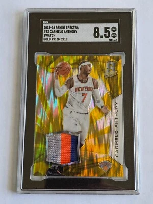 Carmelo Anthony 2015-16 Panini Spectra #53 Swatch Gold Prizm /10 SGC 8.5 Knicks - Image 1 of 3