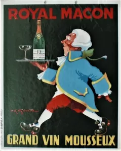 Póster original vintage ROYAL MACON PRIME VINO ESPUMOSO FRANCÉS c. 1930 - Imagen 1 de 1