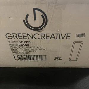 t8-u6-17w-4000k-byp greencreative pack of 12 - Picture 1 of 4