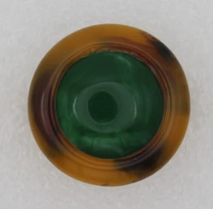 1940s Retro Antique Bakelite Ring Green Brown Yellow Bakelite Statement Ring - Picture 1 of 7