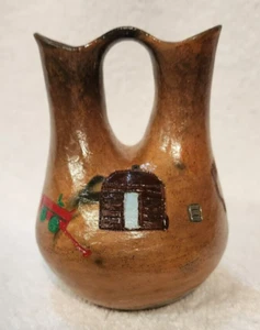 Rita Manygoats Navajo Native American Hochzeit Vase handbemalt 5 Zoll groß - Bild 1 von 10
