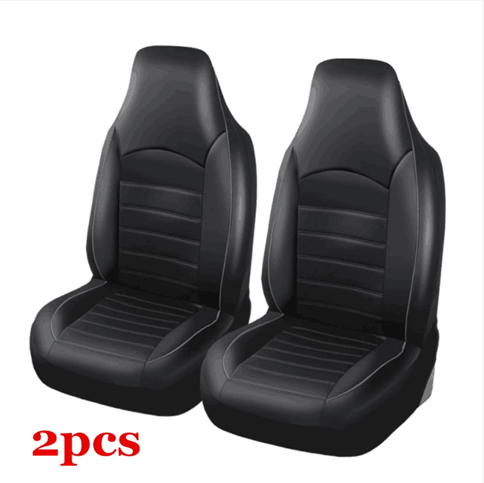 Fundas de asiento de coche protector cojín negro/gris cubierta delantera cuero PU accesorios Foto 1 de 4