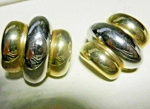 Erwin Pearl P.E.P.-Gold/Silber zweifarbig signiert Designer Ohrclips-selten - Bild 1 von 4