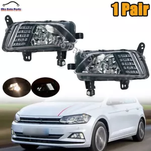 1 Pair Front Fog Lamp Daytime Running Light For Volkswagen VW Polo 2018-2021 - Picture 1 of 13