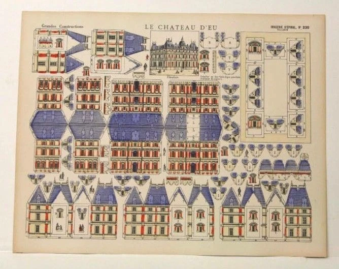Imagerie D'Epinal Nº 230 Le Château D'eu, Grandes Construcciones Juguete Modelo Papel Foto 1 de 1